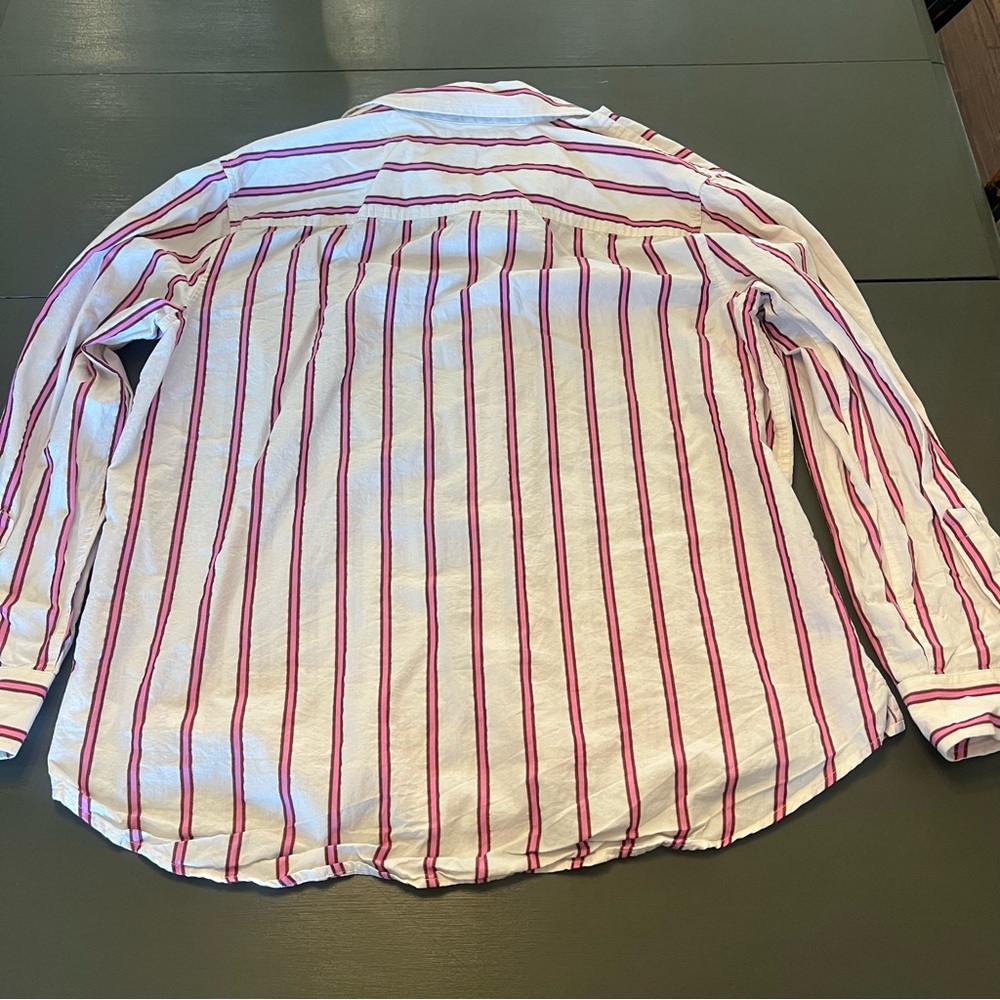 Pink Striped Cotton Button Down XL - Picture 3 of 5